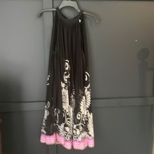 ECI Women's Trapeze Dress Black Pink Swing Pleated Halter